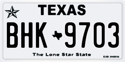 TX license plate BHK9703