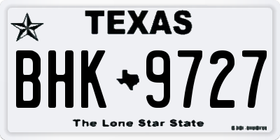 TX license plate BHK9727