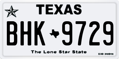 TX license plate BHK9729