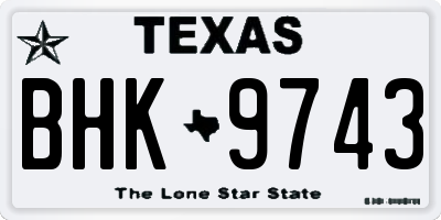 TX license plate BHK9743
