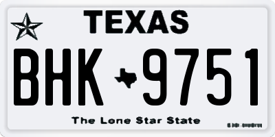 TX license plate BHK9751