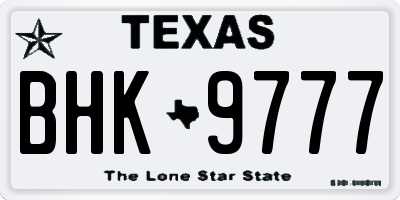 TX license plate BHK9777