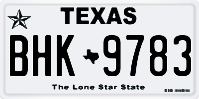 TX license plate BHK9783