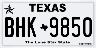 TX license plate BHK9850