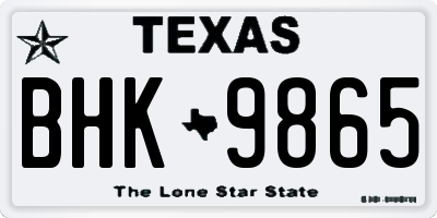 TX license plate BHK9865
