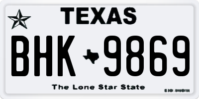 TX license plate BHK9869