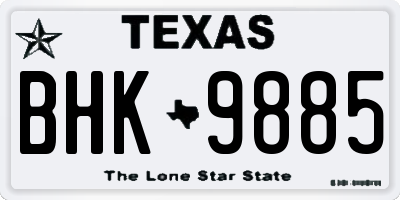 TX license plate BHK9885
