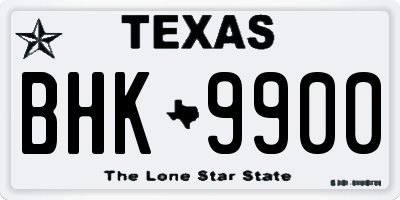 TX license plate BHK9900