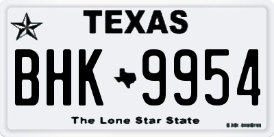 TX license plate BHK9954