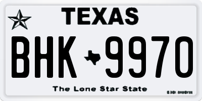 TX license plate BHK9970