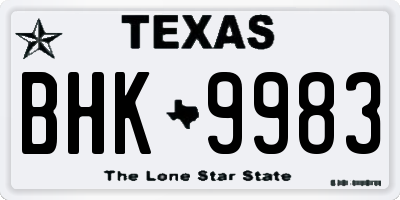 TX license plate BHK9983