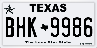 TX license plate BHK9986