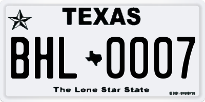 TX license plate BHL0007