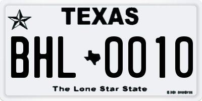 TX license plate BHL0010