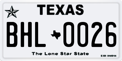 TX license plate BHL0026