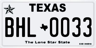 TX license plate BHL0033