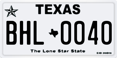 TX license plate BHL0040