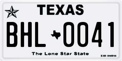 TX license plate BHL0041