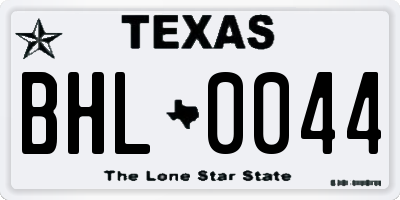 TX license plate BHL0044