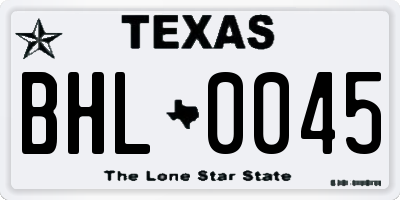 TX license plate BHL0045