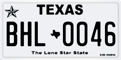 TX license plate BHL0046