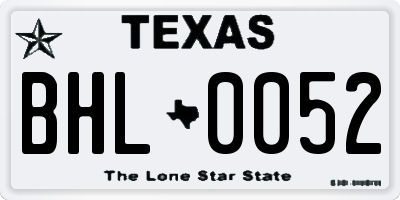 TX license plate BHL0052