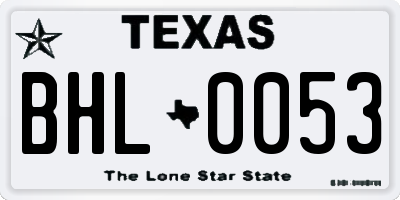 TX license plate BHL0053