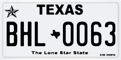 TX license plate BHL0063