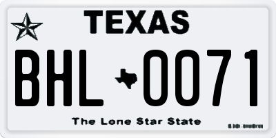TX license plate BHL0071