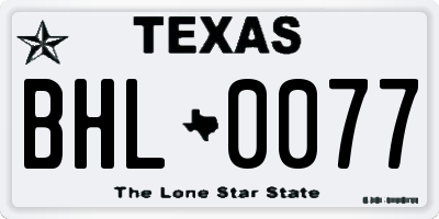 TX license plate BHL0077