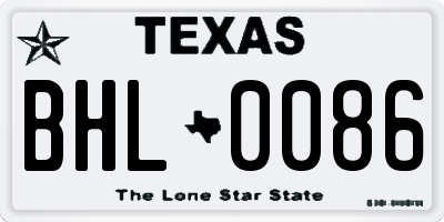 TX license plate BHL0086