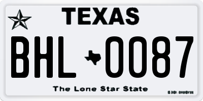 TX license plate BHL0087