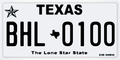 TX license plate BHL0100