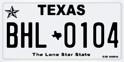 TX license plate BHL0104