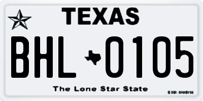 TX license plate BHL0105