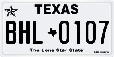 TX license plate BHL0107