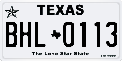 TX license plate BHL0113