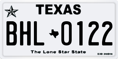 TX license plate BHL0122