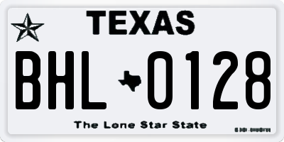 TX license plate BHL0128