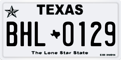TX license plate BHL0129