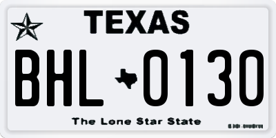TX license plate BHL0130