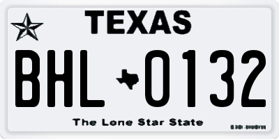 TX license plate BHL0132
