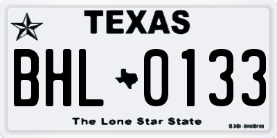 TX license plate BHL0133