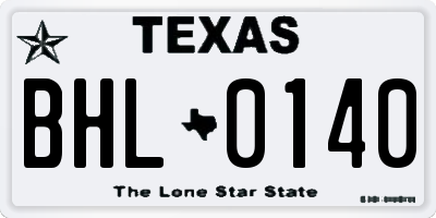 TX license plate BHL0140