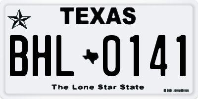 TX license plate BHL0141