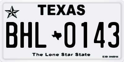 TX license plate BHL0143