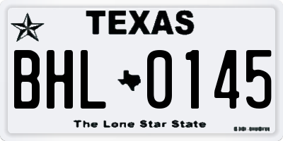 TX license plate BHL0145