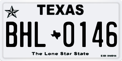 TX license plate BHL0146