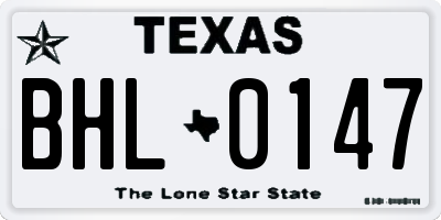 TX license plate BHL0147
