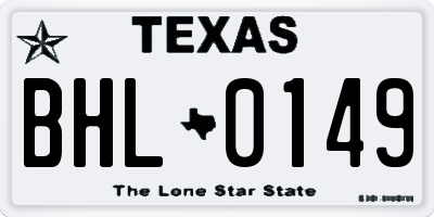 TX license plate BHL0149